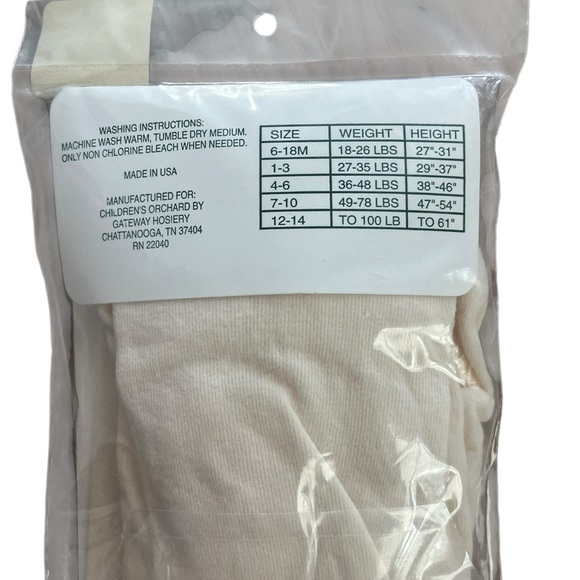 🌼 5/$25 Children’s Orchard Cotton Blend Tights Size 12–14 NEW Made in USA - Picture 3 of 4